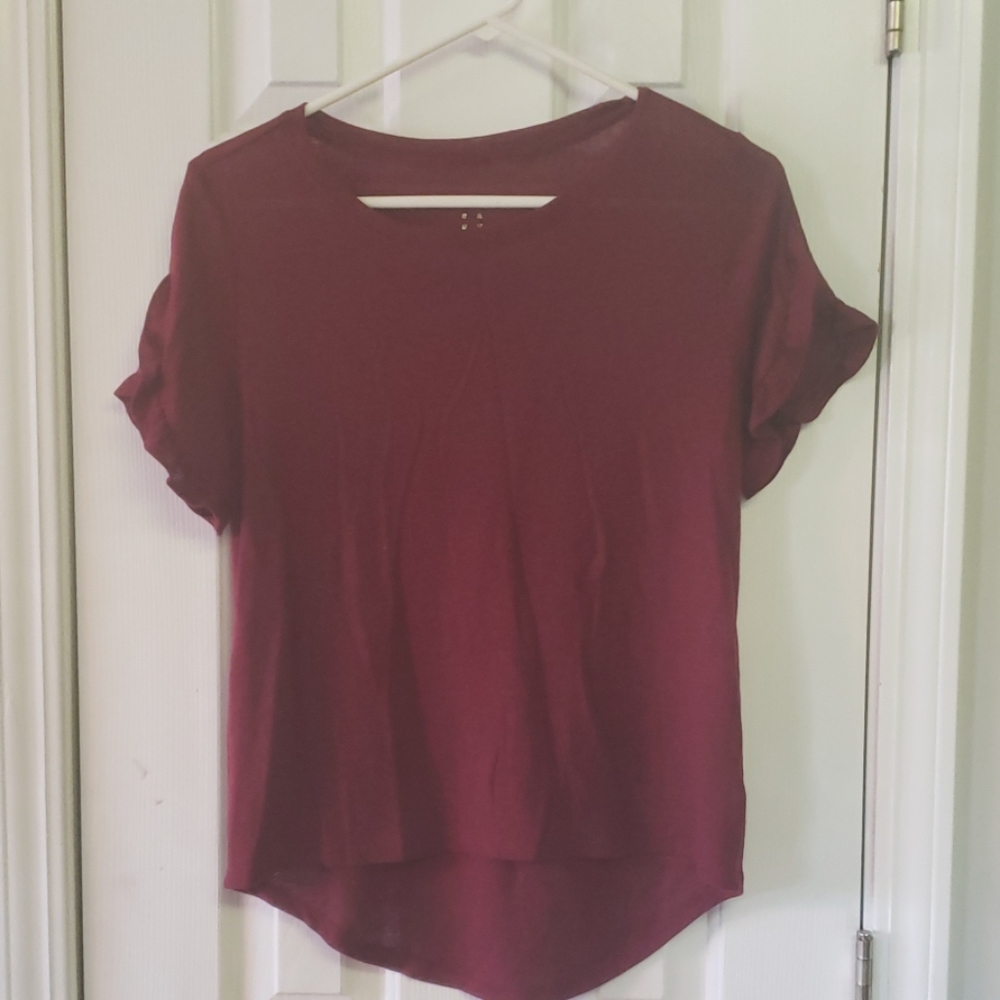 Maroon Short Sleeve Blouse